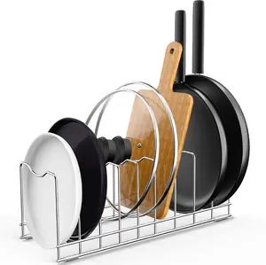 Lid Organizer Pot Lid Organizer 10-Tier Pot Lid Rack Holder Suitable for Bakeware Dish Plate, Cutting Boards, Pots & Pans, Serving Trays, Reusable Containers in Cabinet Pantry (1 Pack)