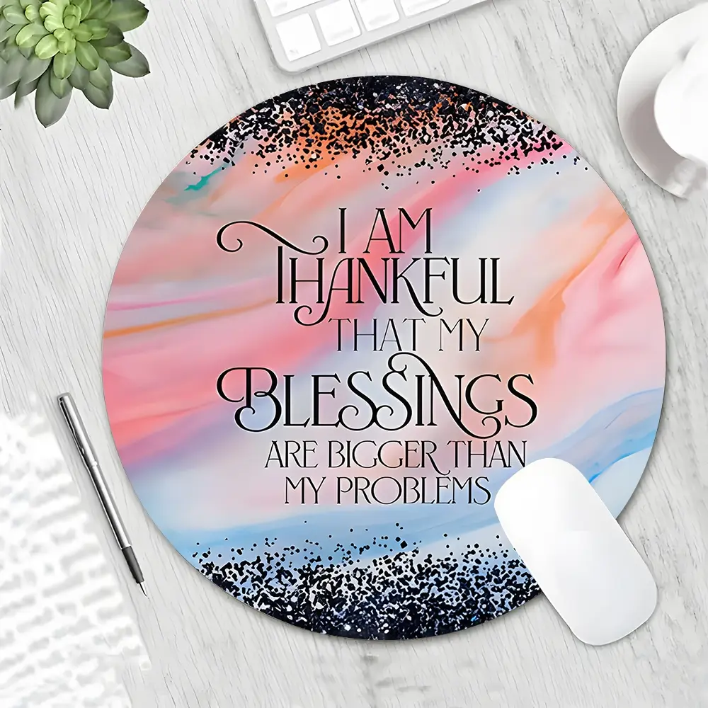Inspirational Design Round Gaming Mouse Pad, Aesthetic Desktop Decorative Protective Pad, Rubber Anti-slip Lockedge Work Pad, Small Size Suitable for Laptop, Desktop Computer Games, Work, Family, Gaming Mousepad, Non Slip Mousepad, Mouse Pads for Desk