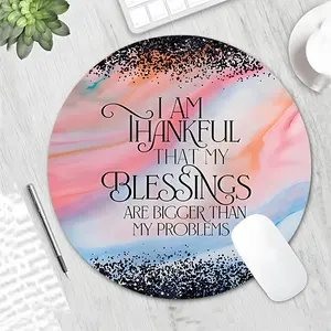 Inspirational Design Round Gaming Mouse Pad, Aesthetic Desktop Decorative Protective Pad, Rubber Anti-slip Lockedge Work Pad, Small Size Suitable for Laptop, Desktop Computer Games, Work, Family