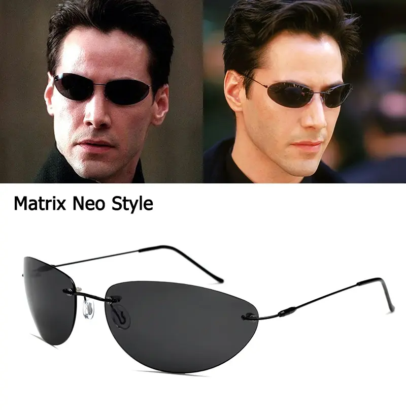 The Matrix Neo Style Polarized Sunglasses Ultralight Rimless Men Driving Sun Glasses Polarized  Sunglasses for Outdoor sunglasses cat eye rimless frame men shades fashion rimless tiktok  shopsunglass cheap  shades lens protection Unisex Vintage tiktokshop