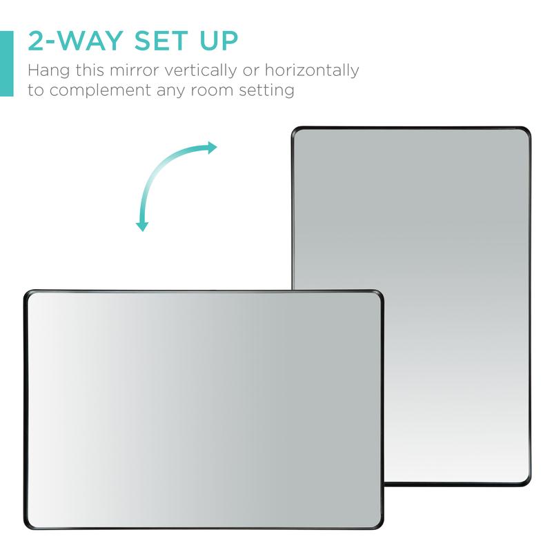 Best Choice Products 24x36in Recessed Bathroom Vanity 2-Way Wall Mirror w/ Rounded Corners, Anti-Blast Film