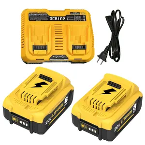 2-Packs 8.0Ah Replacement for Dewalt 20V MAX Battery and DCB102 Charger 2-Packs 8.0Ah Replacement for Dewalt 20V MAX Battery and DCB102 Charger