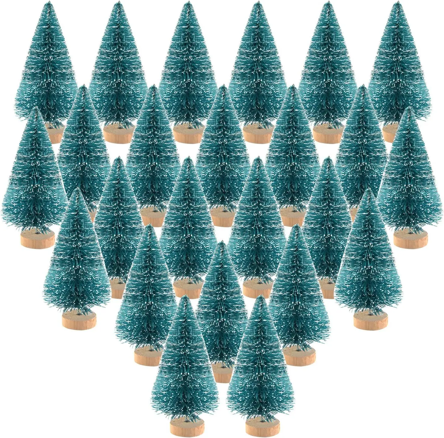 24Pcs Mini Sisal Trees Bottle Brush Trees Mini Christmas Trees Pine Trees With KUUQA