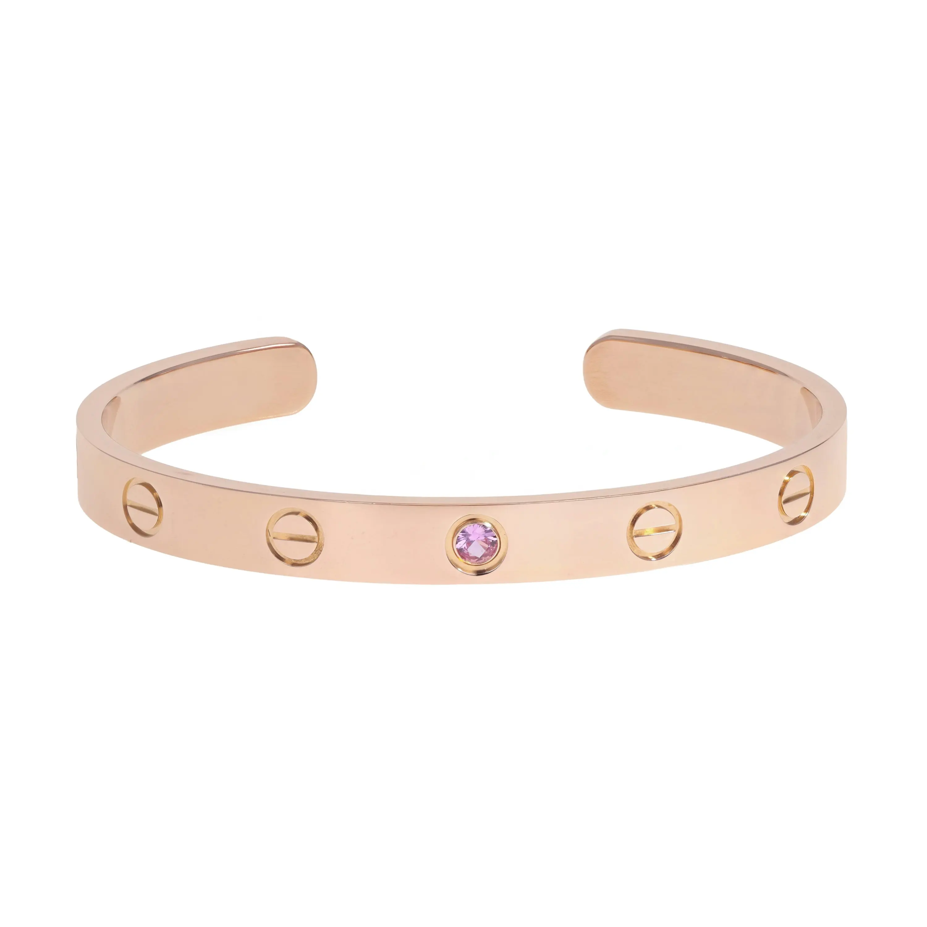 Pre-owned Cartier Pink Sapphire Love Cuff Size 16