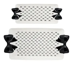 10 Strawberry Street Set of 2 Black Bow Serving Tray