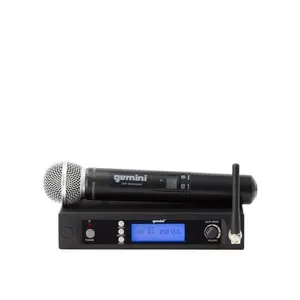 Gemini Sound UHF-6100M Wireless Mic System – UHF Receiver with 256 Selectable Frequencies, Handheld Mic, 240ft Range, LCD Display, Clear Audio for Performers, Churches, Weddings & Events