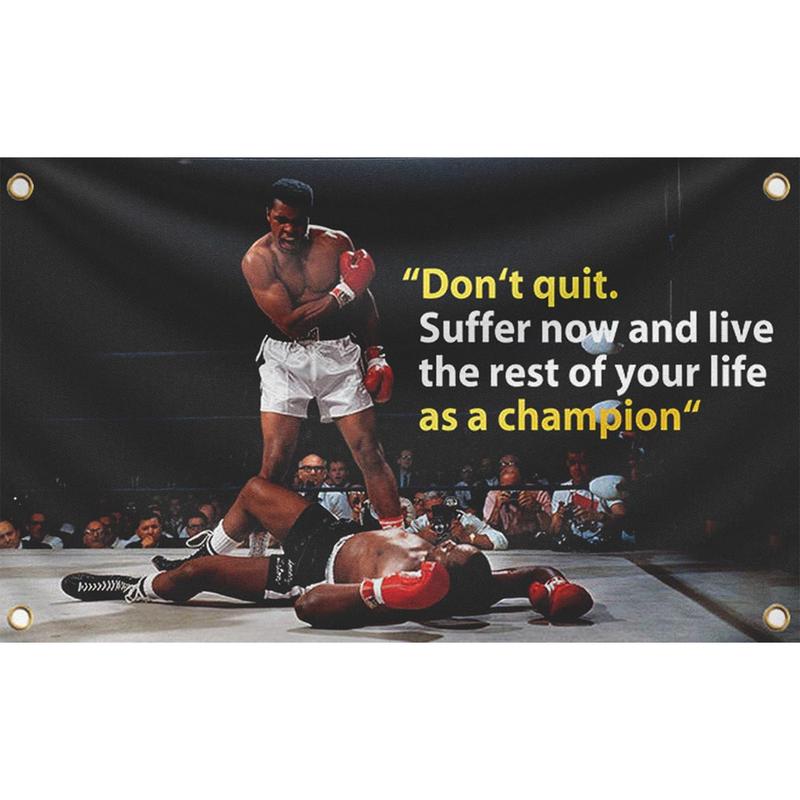 Muhammad Boxing 3x5Ft Flag Poster Tapestry for Wall Hanging College Dorm Men Cave Decoration Bedroom Gym Motivation Banner with 4 Brass Grommets