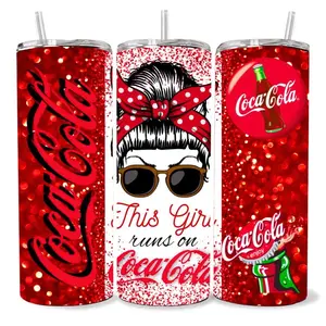 This Girl Runs on Coca Cola 20 oz Tumbler - BPA Free, stainless steel, Leak proof, durable, with clear lid