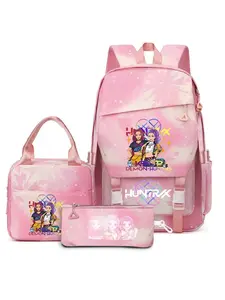 Kpop Demon Hunters Girl Group Print Backpack Set, Dreamy Blue Gradient Student Bag/lunch Box/pencil Case, Cute School Bag for Girls, Adorable