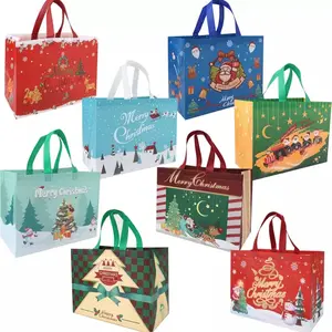 Qirrmiy 8-Pack Large Christmas Gift Bags With Handle, Reusable Non-Woven Holiday