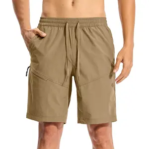 GOPUNE Men's Hiking Shorts 9 Inch Lightweight Quick Dry Cargo Work Outdoor Elastic Waist Shorts with 4 Pockets for Travel