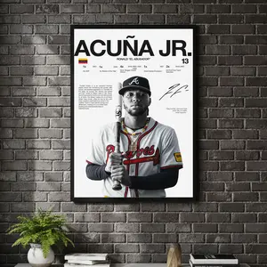 [ SPORT UNFRAMED - SALE UP TO 45% ] Ronald Acuna Jr Hardline Series Baseball Sports Poster Dynamic Star Wall Decor