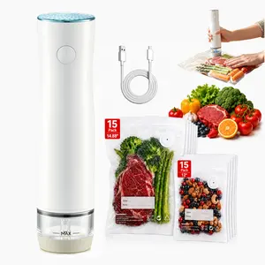 Portable Vacuum Sealer for Food, USB Rechargeable Vacuum Sealer with Reusable Vacuum Bags in 2 Sizes, Handheld Vacuum Sealer for Meal Prep, Food Storage & Freshness #Summervibes