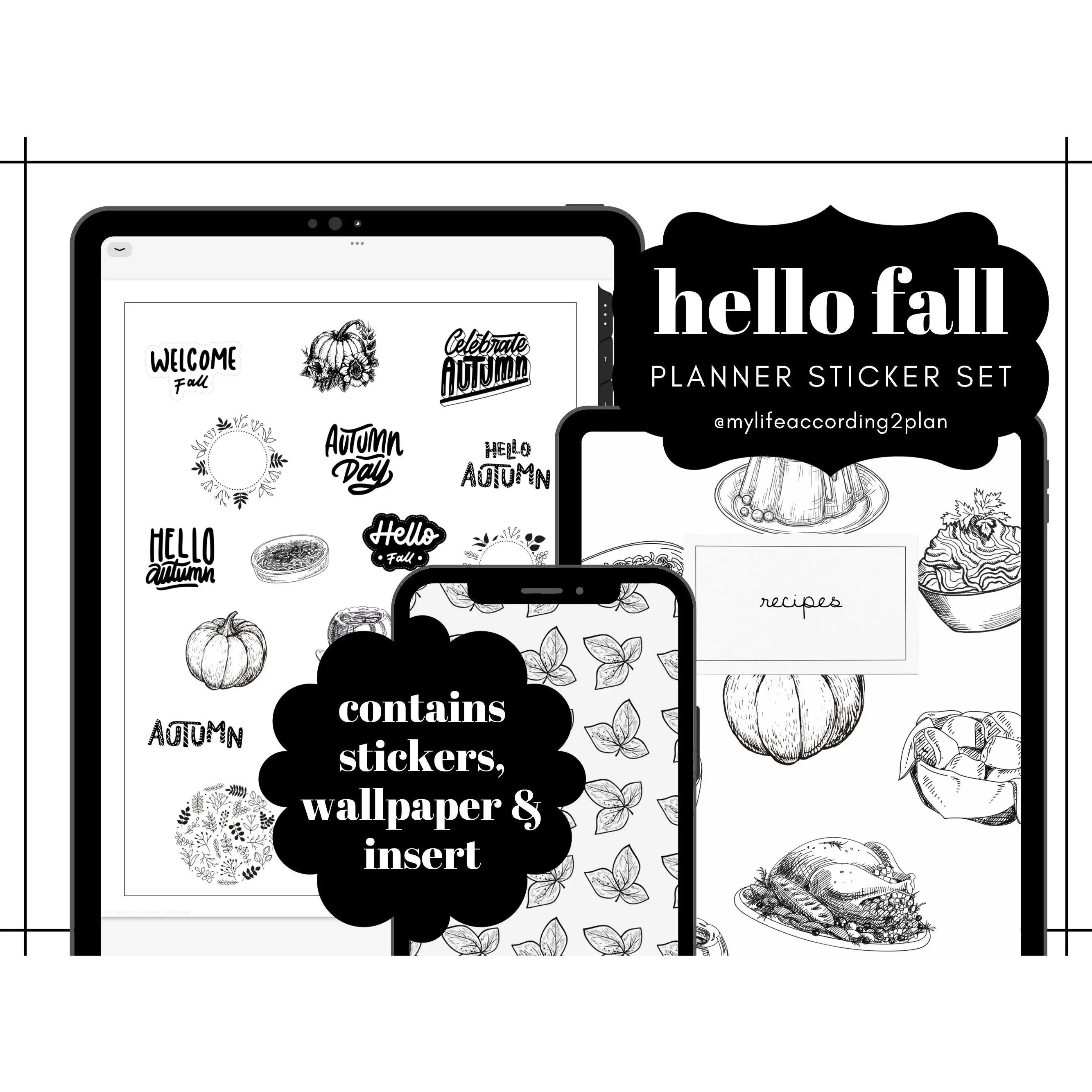 Minimalist Everyday Stickers, Fall Collection Planning & Bujo Labels Sticker Set, Digital Planner Stickers, GoodNotes 6 Elements, Precropped