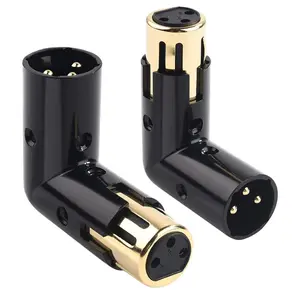 3-Pin XLR 90 Degree Adapter, Adjustable Male to Female Right Angle XLR Adapter for DMX Cable Black (2 Packs)