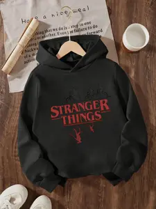 New Spring And Autumn Children's Clothing, Boys And Girls' Creative Hooded Sweatshirts, Stranger Things Themed Printed Tops, Trendy, Casual, Fashionable And Unique Daily Wear That Suits All Occasions, Ideal Gift Choice