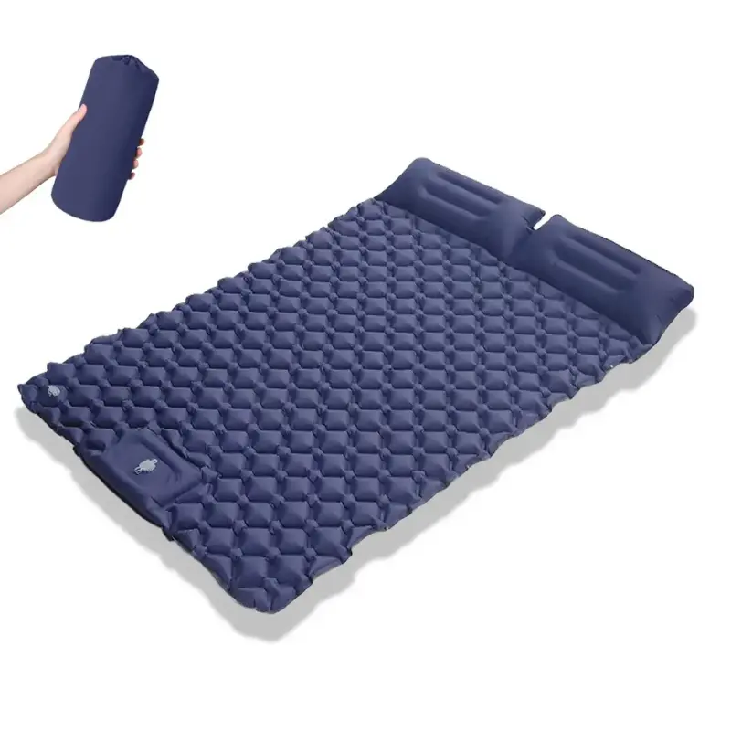 2 Person Inflatable Camping Pad with Built-in High Capacity Pump & Pillows, Portable Air Mattress for Camping, Hiking, Backpacking, Beach & Tent, Ultralight Waterproof Sleeping Pad with Fast Deflation Function