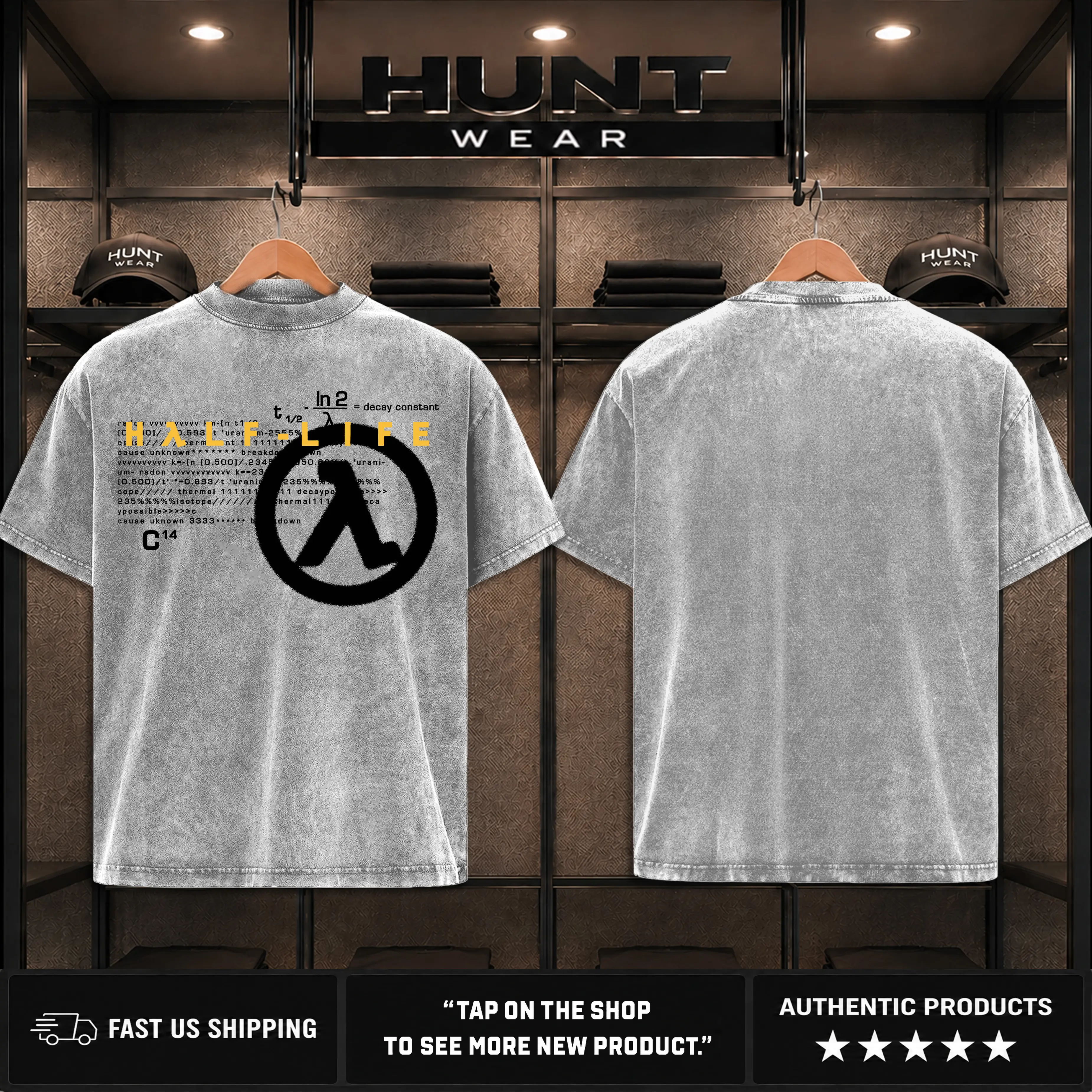 Half Life 1998 Washed TShirt, Hoodie heavyweights sweat shirts graphic t shirts for men Clothes Menswear Apparel Classic Cotton Soft graphic tee
