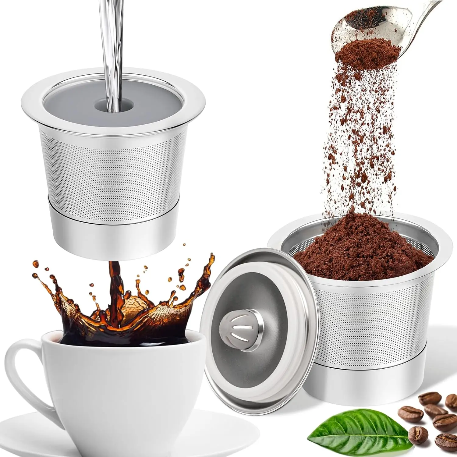 2 Pack Stainless Steel Reusable K Cups for Keurig 1.0 Coffee Pods, Kitchen BPA-Free Eco-Friendly Refillable Coffee Filters