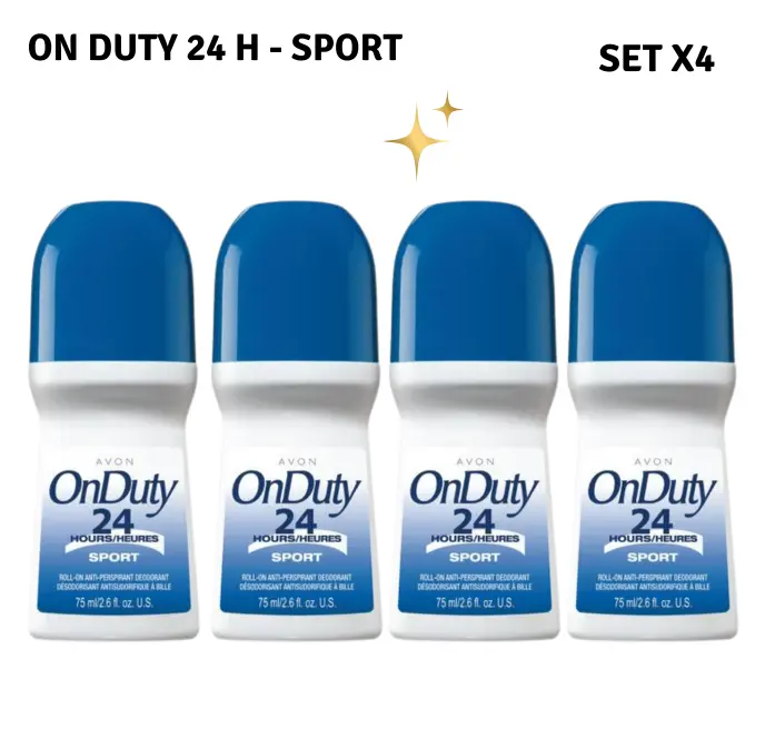 Avon On Duty 24H Sport Deodorant Set 4-Pack Long-Lasting Roll-On Protection Avon On Duty 24H Sport Deodorant Set 4-Pack Long-Lasting Roll-On Protection