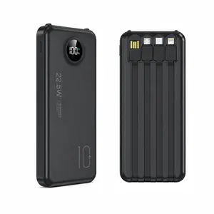 [Father's Day Gift]10000mAh Portable Charger with Built-in Cables & Emergency LED Flashlight – 22.5W Fast Charging Power Bank, 6 Outputs & 3 Inputs for iPhone, Android, Tablets, Camping & Travel Ready
