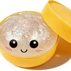 Glitter Dumplings, 3.15 Inch Soft Plush Design, Spring Stress Relief Toy, Includes Steamer Basket, Perfect for Adults