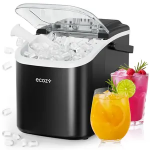 ecozy Portable Countertop Ice Maker, 8 Ice Cubes in 6 Minutes, 26 lbs Daily Output,Self-Cleaning with Ice Bags, Scoop, and Basket Kitchenware Home