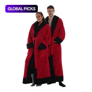 Winter Warm Soft Bathrobe Sleepwear Wearable Blanket Solid Color Unisex Home Clothing Fleece Jacket Long Sleeve with Pockets Hand Wash Indoor Outdoor Use #GLOBAL PICKS