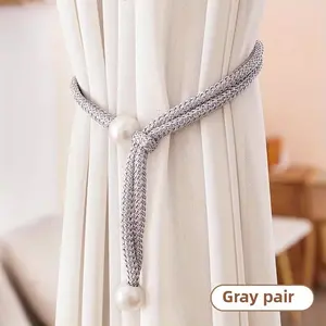 Adjustable Curtain Tiebacks Set of 2, Modern Minimalist Style with Small Pearl Design, Perfect for Living Room & Office Decor, Interior Decoration Accessories
