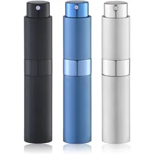 10ml Perfume Atomizer, Cologne Travel Spray Bottle, Refillable Portable Sprayer (3pcs, Black, Sliver, Blue)