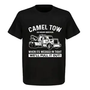 Humorous Camel Towing T-Shirt for Adults Featuring Tow Truck Theme
