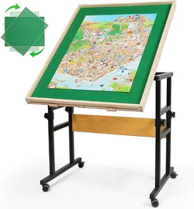 ALL4JIG 360° Rotating Puzzle Table for Adults Gifts Wooden Jigsaw Puzzle Board with 4 Drawers & Cover Vertical Placement Option Board for 1500 Pieces Adjustable Height & Anti-Slip Cover Game