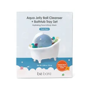 [NEW] be bare Aqua Jelly Ball Cleanser + Bathtub Tray Set - Fresh Aqua | super cute jelly soap for bathroom counter decoration for all skin types asmr