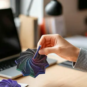 3D Printed Expanded Sensory Fidget Star, New Stress Relief Sensory Whirling Spiral with Handle, Very Satisfying Sight and Sound with Hypnotizing Visual Fidget Toy