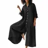 utcoco Women's Linen Button-Down Long-Sleeve Jumpsuit - Oversized Fit, Easy Drape, Flared Pants, Lightweight Breathable, Minimalist Dresses-Inspired Beach Overalls, Women's Clothes, Cruise Outfits, Boho Styles