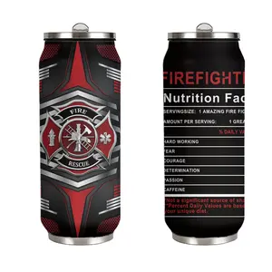 Fireman Tumbler with Straw Lid 17oz Rescue Design Water Bottle Leakproof Portable Mug Cup Father's Day Shift Commute Gift Stainless Steel Insulated Drinkware