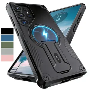 Shockproof Protector Heavy Hard Case with Stand for Galaxy S25 Ultra S25 Fe S24 Ultra