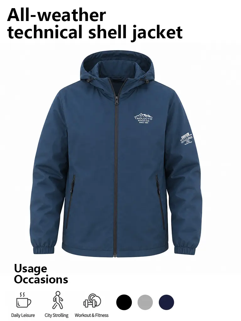 Men’s 2.5-layer waterproof shell jacket, all-weather technical outdoor hiking windbreaker