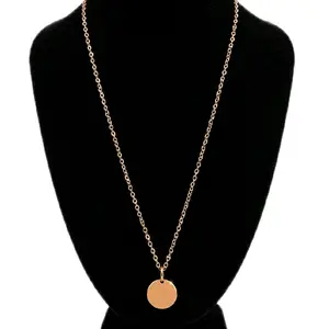 Gold Tone Coin-Shaped Pendant Necklace