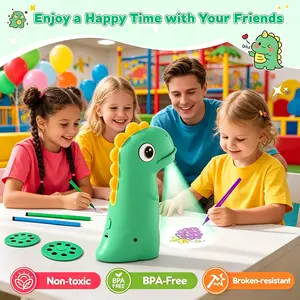 Rechargeable Dinosaur Drawing Projector! 40 Stencils + Night Lamp – Creative Art Toy for Ages 3+