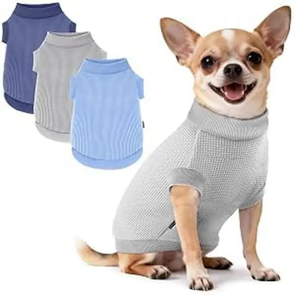 BAOBICUTE 3-Pieces Waffle Dog Sweatshirt, Warm Soft Pet Apparel for Small Dogs, Functional Cat Clothing Supplies