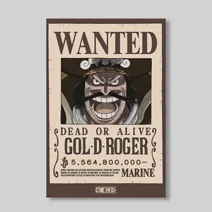 One Pice - Gol D Roger Wanted Poster, Unframed Poster for Anime Manga Fan Wall Art, Set up home decor Vintage Letter Print
