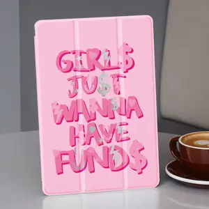 Pink Letter Pattern Design Tri-Fold Flip Shockproof iPad Case with Adjustable Stand & Pencil Holder, Compatible with iPad 10th/11th Gen, 10.2" / 11" Pro 2020/2021, iPad A16, 10.2" iPad Air, iPad 2025 Series & Galaxy Tab S9 FE+ 12.4", Perfect for Personal