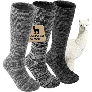 3 Pairs Alpaca Wool Boot Socks Men Women Thermal Warm Heavyweight Thick Socks Winter Hunting Hiking, Moisture Wicking