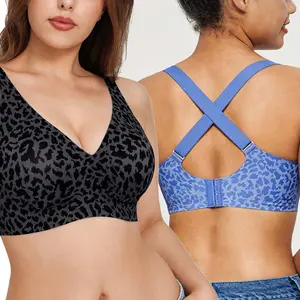 Popilush Wireless No Underwire Leopard Print Jelly Bra Everyday Adjustable Comfort Push Up Seamless T-Shirt Bra Fit Minimalist Fabric Womenswear Soft Fit Smooth Yarn Basic Lady Underwear Summervibe