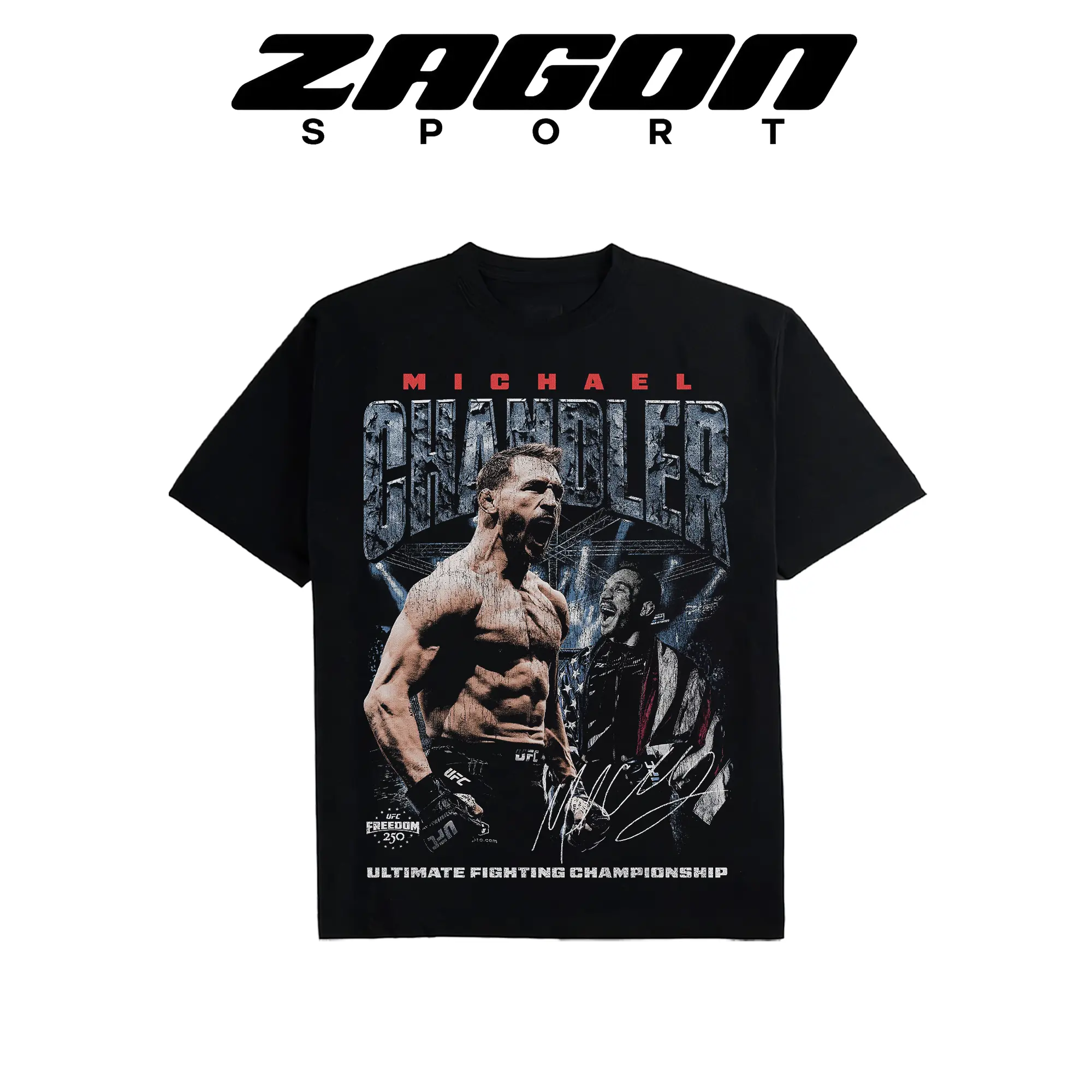 [ZagonSport] Michael Chandler UFC Freedom 250 Graphic T-Shirt, Iron Mike Chandler MMA Fighter Tee, Men’s Black Cotton Crewneck Shirt, Ultimate Fighting Championship Inspired Streetwear, Fight Night Fan Apparel Gift