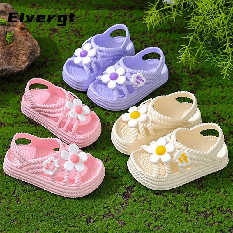 Little Girl Summer EVA Sandals Anti-slip Soft Sole Flower Shoes for Outdoor, School, Party