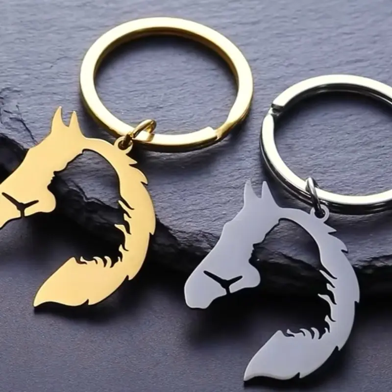 Horse Head Keychain for Women Men and Girls Gift Car Keychain Pendant Stainless Steel Jewelry Fashion Accessory