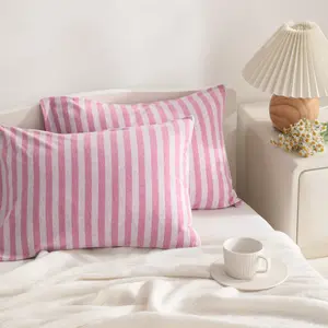 Bedsum 2-Pack Super Soft Small Knit Cotton Striped Pillowcases, Skin Friendly and Absorbent, 13 "x18"