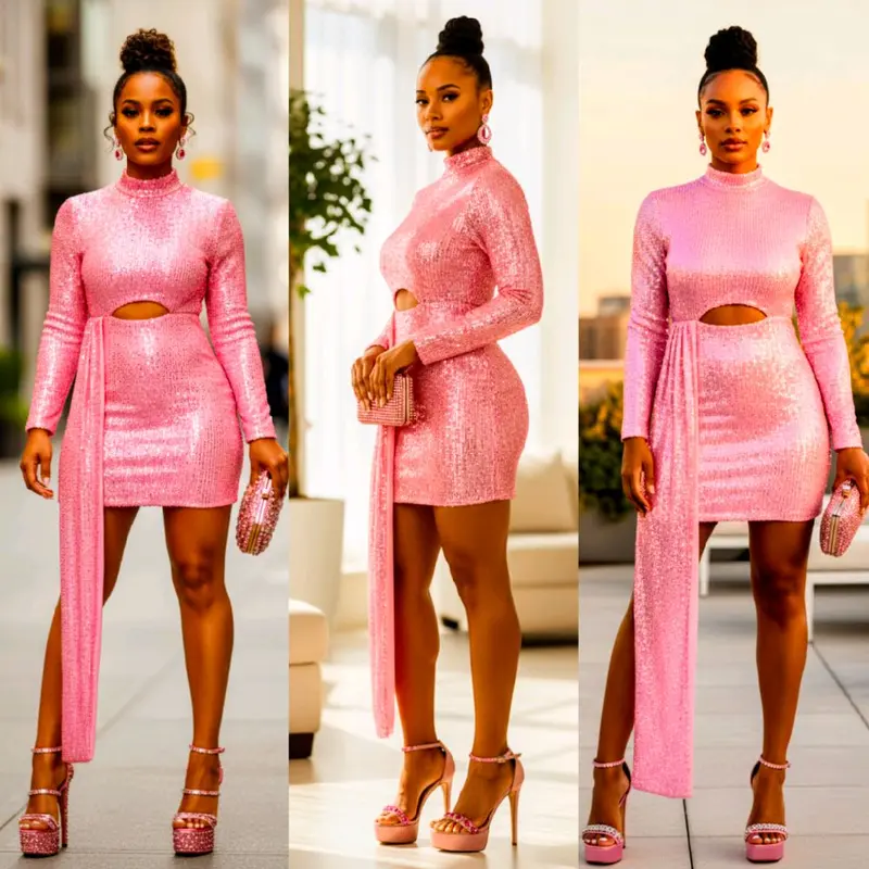 Pink dress zara long sleeve - TikTok Shop